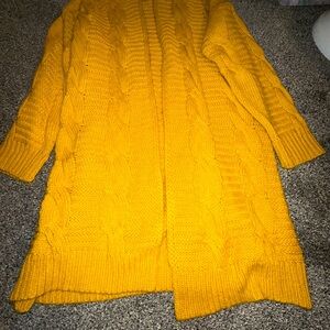 Mustard Yellow Cable Knit Cardigan